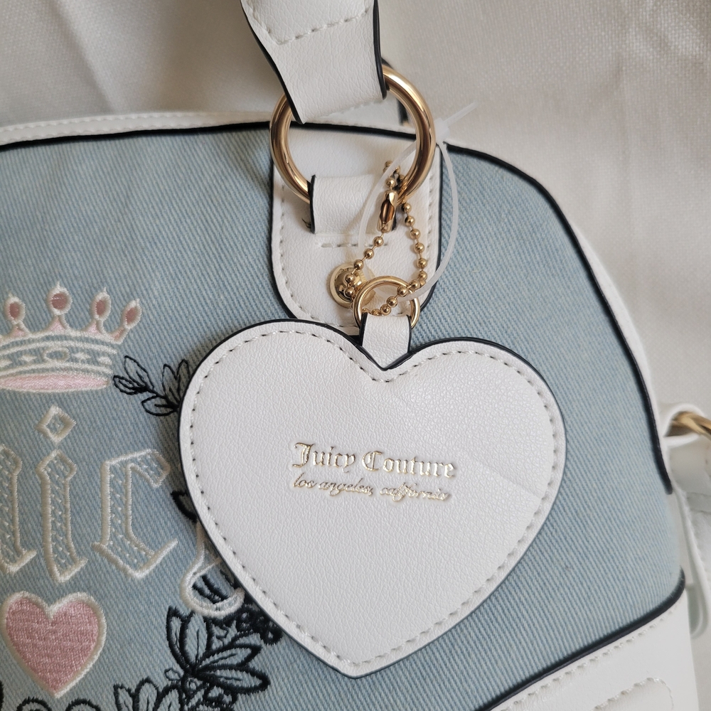 Juicy Couture Denim And White Heritage Satchel/Crossbody Bag - Picture 3 of 13